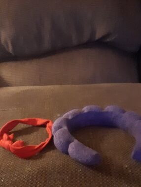 Kids Plush Purple Headband and Red Knot Hair Tie Set